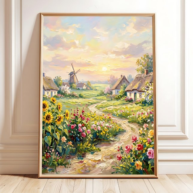Impressionistiska canvastryck Holländskt vårlandsk Poster (Impressionist Canvas Prints Dutch Spring Landscape Digital Download)