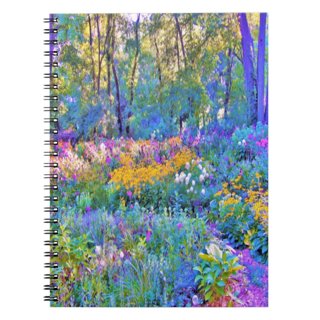 Impressionistiska färgade trädgårdsblommor anteckningsbok (Framsidan)