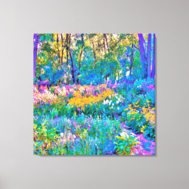 Impressionistiska färgade trädgårdsblommor canvastryck