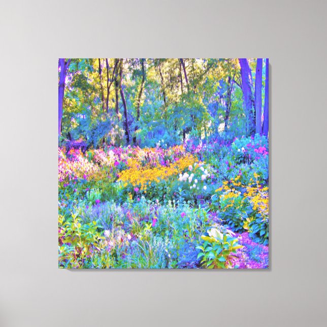 Impressionistiska färgade trädgårdsblommor canvastryck (Framsida)