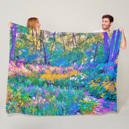 Impressionistiska färgade trädgårdsblommor fleecefilt