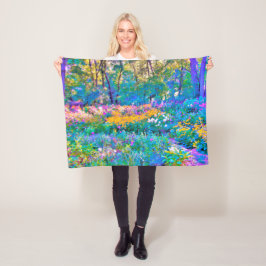 Impressionistiska färgade trädgårdsblommor fleecefilt