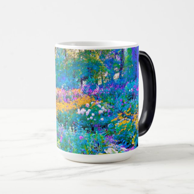 Impressionistiska färgade trädgårdsblommor magisk mugg (Framsida höger)