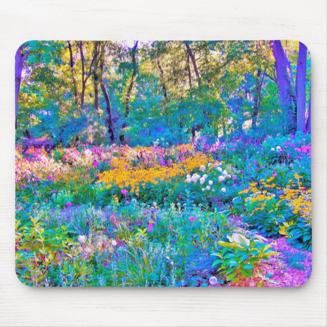 Impressionistiska färgade trädgårdsblommor musmatta (Framsidan)