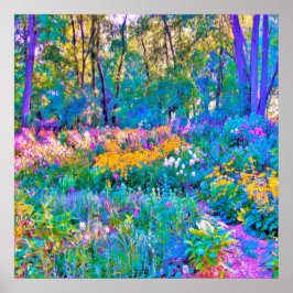 Impressionistiska färgade trädgårdsblommor poster