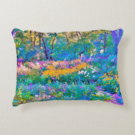 Impressionistiska färgade trädgårdsblommor prydnadskudde