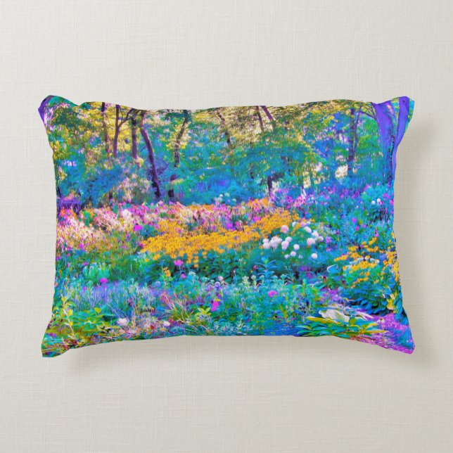 Impressionistiska färgade trädgårdsblommor prydnadskudde (Framsidan)