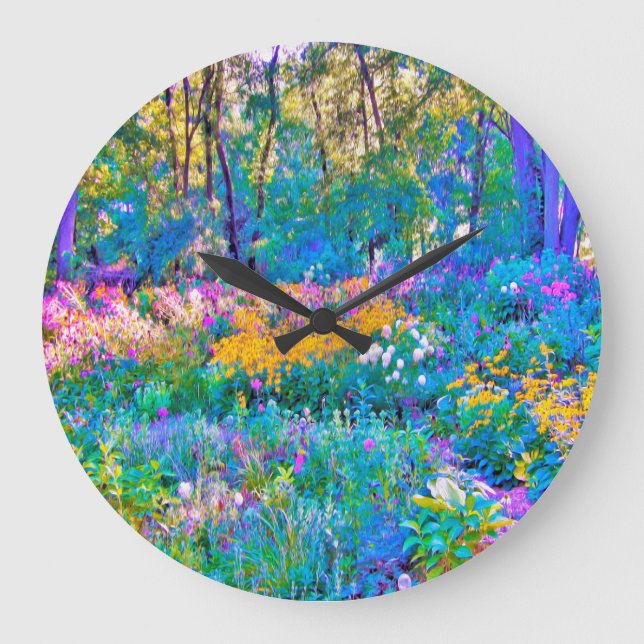 Impressionistiska färgade trädgårdsblommor stor klocka (Framsida)