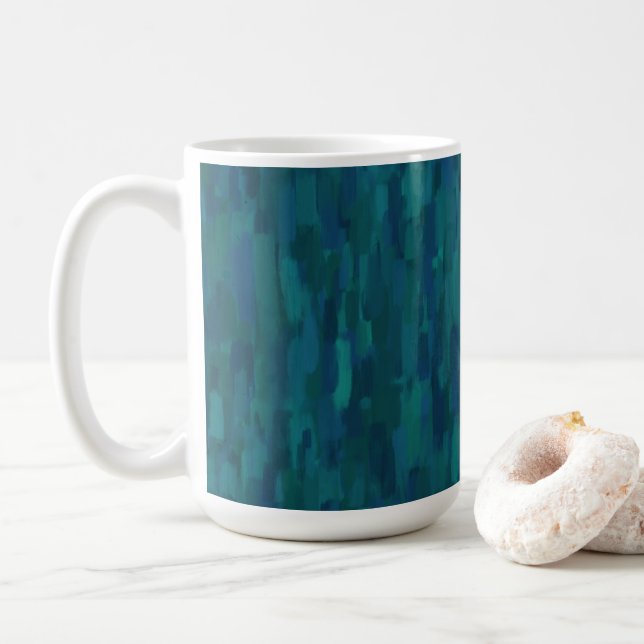 Impressionistiska penseldrag, marinblå, turkos, bl kaffemugg (Med munk)