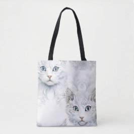 IMPRESSIONISTISKA VITA KATTER MED BLÅ ÖGON TYGKASSE