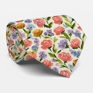 Impressionistiskt blomsterträdgårdsmönster slips