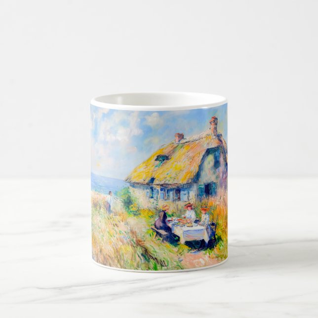 Impressionistiskt hus vid havet – konstkopp för ku kaffemugg (Center)