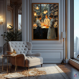 Impressionistiskt interiör – Varmt ljus ateljé Poster