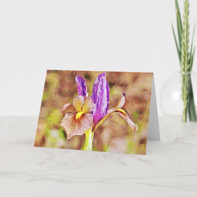 Impressionistiskt Iris Flower Gouache Art Note-kor Kort (Framsida)