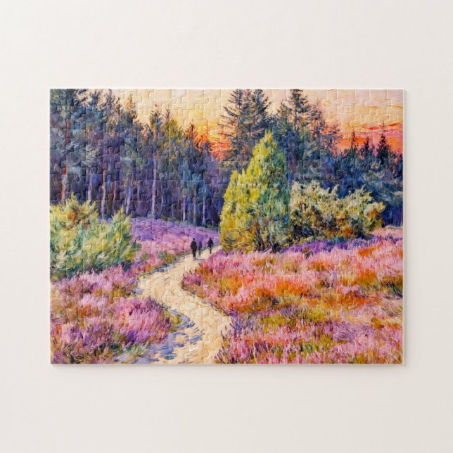 Impressionistiskt landskap av Lueneburgheden vid  Pussel (Horisontell)