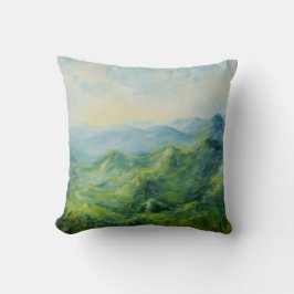 Impressionistiskt liggande: Lush ForestMountain Kudde