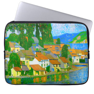 Impressionistiskt medelhavslandskap by vid havet laptop fodral