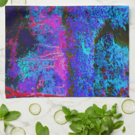 Impressionistiskt Mörk blått och rödträdgårdslands Kökshandduk