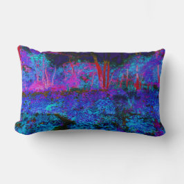 Impressionistiskt Mörk blått och rödträdgårdslands Lumbarkudde