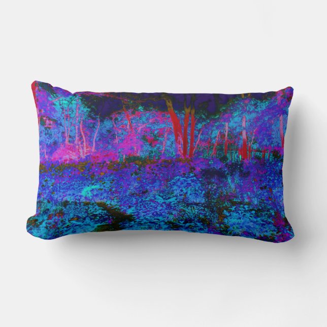 Impressionistiskt Mörk blått och rödträdgårdslands Lumbarkudde (Framsida)