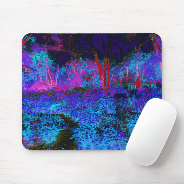 Impressionistiskt Mörk blått och rödträdgårdslands Musmatta (Med mus)