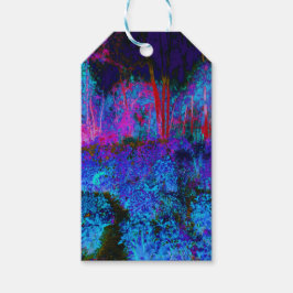 Impressionistiskt Mörk blått och rödträdgårdslands Presentetikett