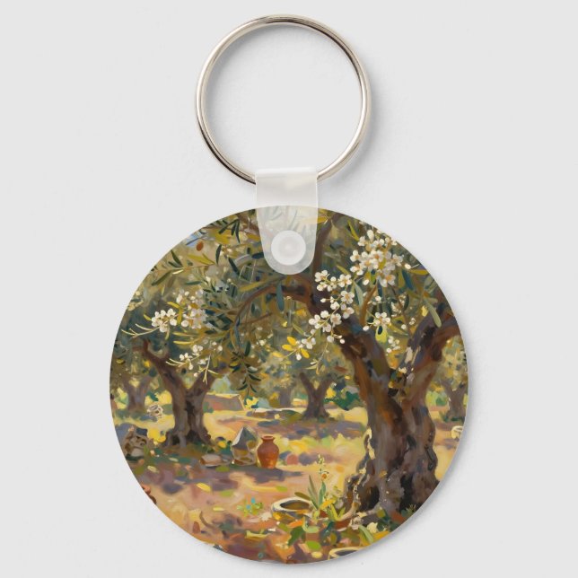 Impressionistiskt Olivlundsscen Nyckelring (Framsida)