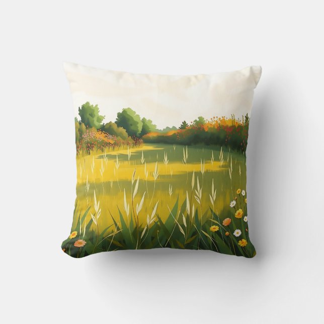 Impressionistiskt Quiet Meadow Kudde (Framsida)