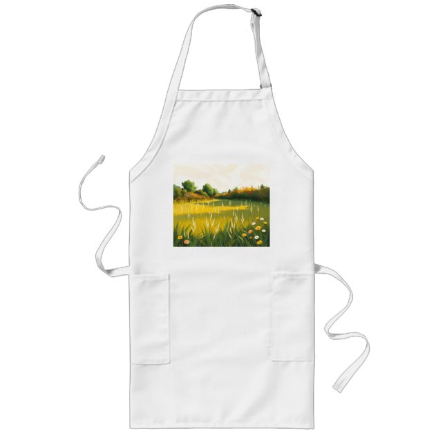 Impressionistiskt Quiet Meadow Långt Förkläde (Framsidan)