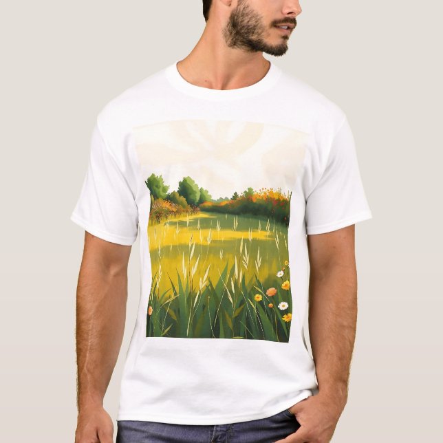 Impressionistiskt Quiet Meadow T Shirt (Framsida)