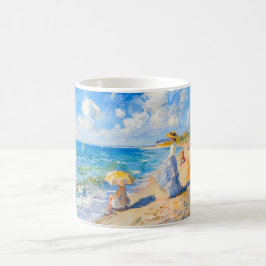 Impressionistiskt strandmotiv – Människor vid have Kaffemugg