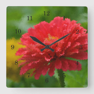 Impressionistiskt Zinnia Wall Clock Fyrkantig Klocka
