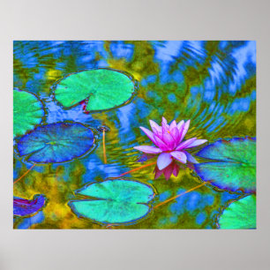 Impressioniststil Lilypad i italienareträdgård Poster