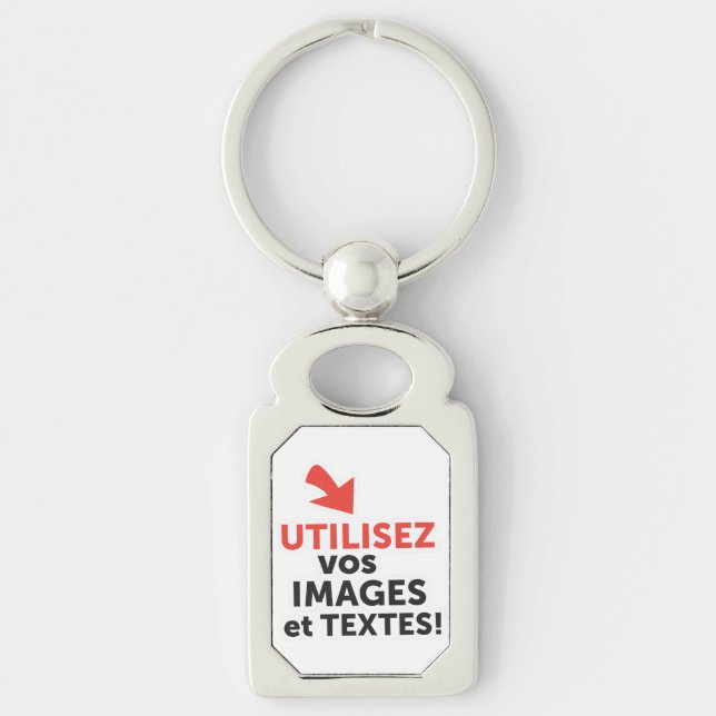 Imprimer vos begreppsbildning en ligne en français rektangulärt silverfärgad nyckelring (Framsidan)