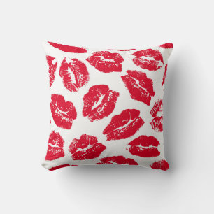 Imprint Kiss Red Läppar: Vintage Sömlös Kudde