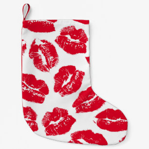 Imprint Kiss Red Läppar: Vintage Sömlös Liten Julstrumpa