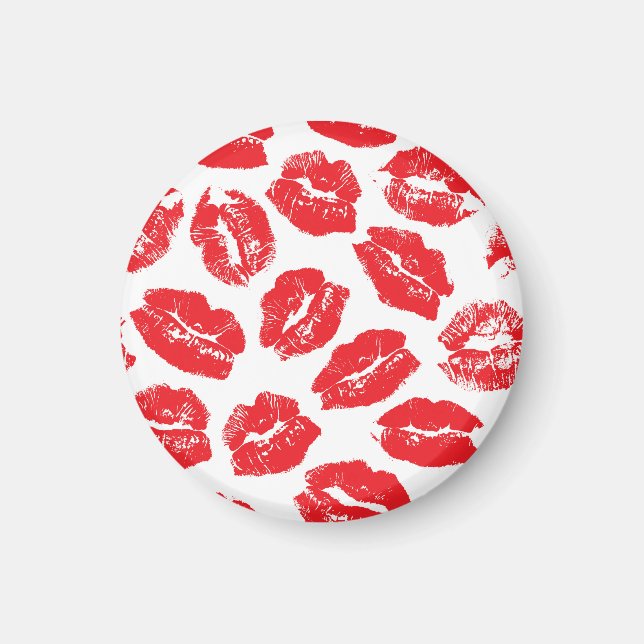 Imprint Kiss Red Läppar: Vintage Sömlös Magnet (Framsidan)