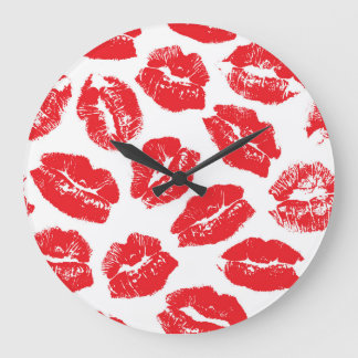 Imprint Kiss Red Läppar: Vintage Sömlös Stor Klocka