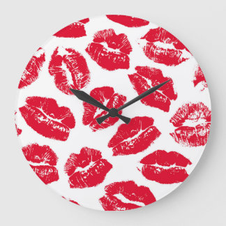 Imprint Kiss Red Läppar: Vintage Sömlös Stor Klocka