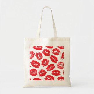 Imprint Kiss Red Läppar: Vintage Sömlös Tygkasse