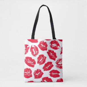 Imprint Kiss Red Läppar: Vintage Sömlös Tygkasse