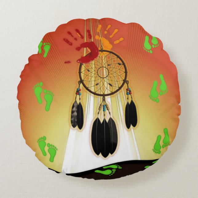 Imprint Native American Inspired Rund Kudde (Framsidan)