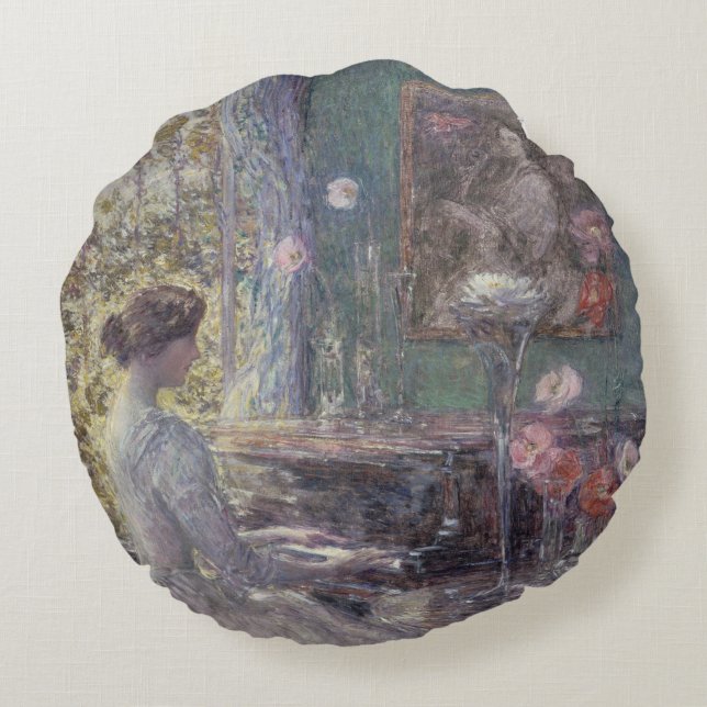 Improvisation av Frederick Childe Hassam Rund Kudde (Baksidan)