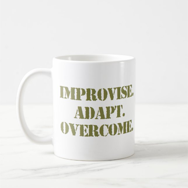improvise adapt overcome kaffemugg (Vänster)