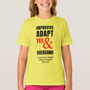 IMPROVISERA ADAPT YES OCH ÖVERKOMMA Christian Kids T Shirt