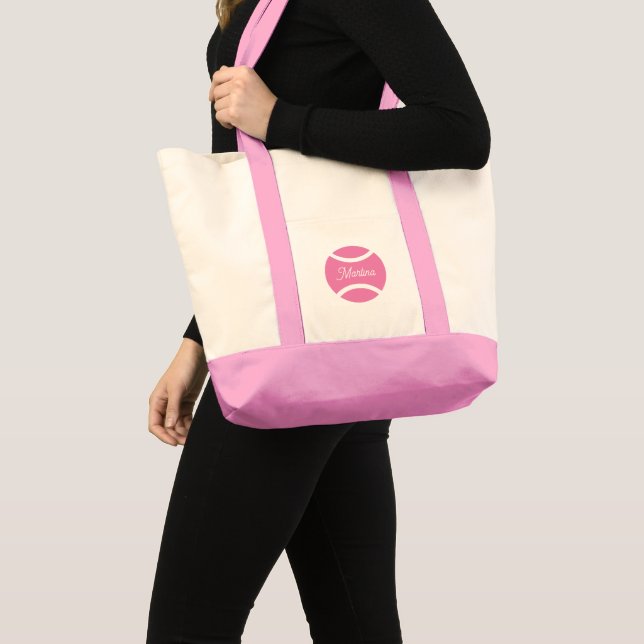 Impulse tote-väska i rosa tennis boll logotyp tygkasse (Framsida (produkt))