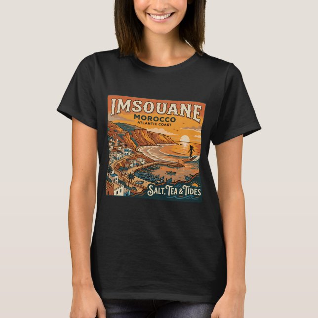 Imsouane Marocko, Surf, Te & Atlantiska Kustvibbar T Shirt (Framsida)