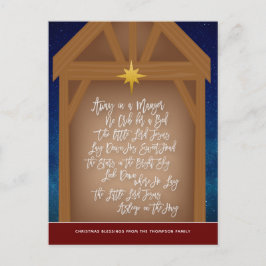 In a Manger Verse Script Typography Sång Helg Vykort