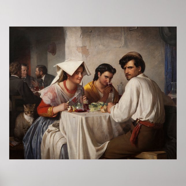 "In a Roman Osteria" - 1886 Carl Heinrich Bloch Ca Poster (Framsidan)