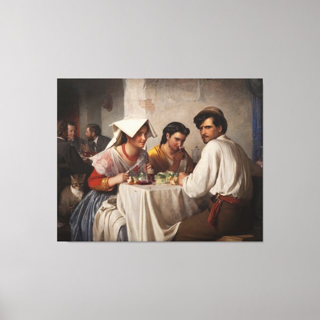 "In a Roman Osteria" - 1886 Carl Heinrich Bloch Canvastryck (Framsida)